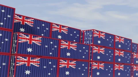 Australia flag containers are located at the container terminal. Stock Footage 154266039