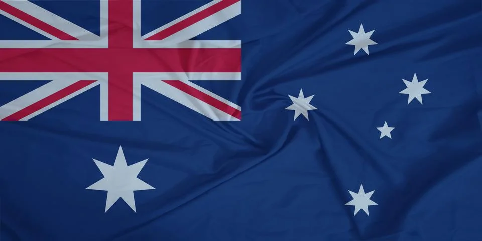 Australia Flag fabric rippling in the wind Stock Photos