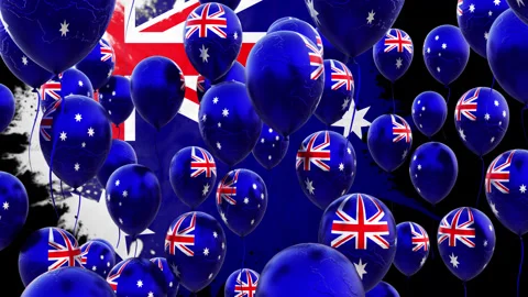 Australia Flag On The Flying Balloons With Background Vídeos de archivo 314644655