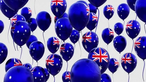 Australia Flag On The Flying Balloons Stock Footage 314650132