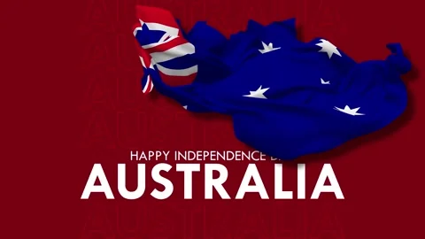 Australia Flag Flying in Wind, Happy Independence Day Stock Footage 232748988