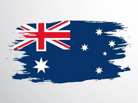 Australia flag hand drawn with a brush. Australian flag. Stock Illustration