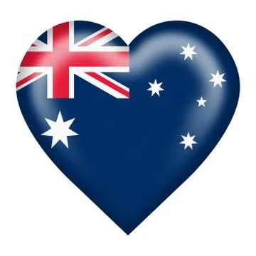 Australia flag heart button isolated on white with clipping path Stock Illustration