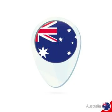 Australia flag location map pin icon on white background. Stock Illustration
