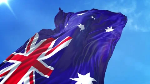 Australia Flag Low Angle View Stock Footage 295684237
