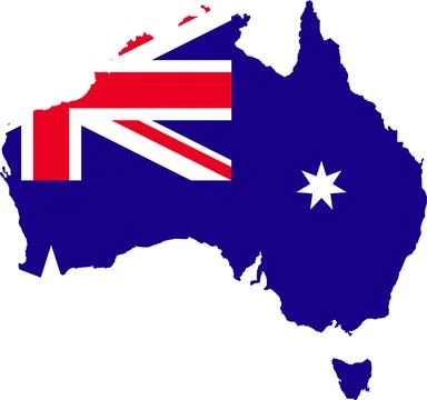 Australia Flag in Map, Australia Map with Flag, Map of Australia, Map with .. Stock Illustration
