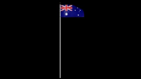 Australia Flag on Pole with Alpha Channel Video stock 87207540