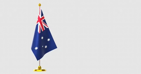 Australia flag on pole for countries summit Stock Footage 210526084
