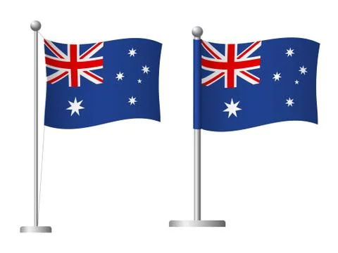 Australia flag on pole icon Stock Illustration