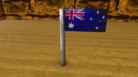Australia Flag Post - Orbiting Shot Stock Footage 270537389