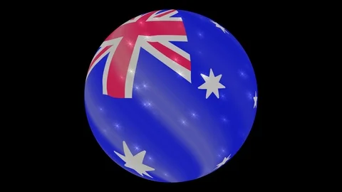 Australia flag in a round ball rotates. Flicker and shine. Animation loop Stock Footage 110406301
