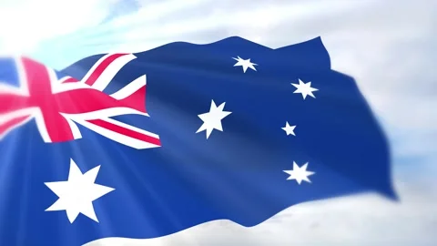 Australia Flag Seamless Loop 4k 60fps on Sky Background Stock Footage 340622892