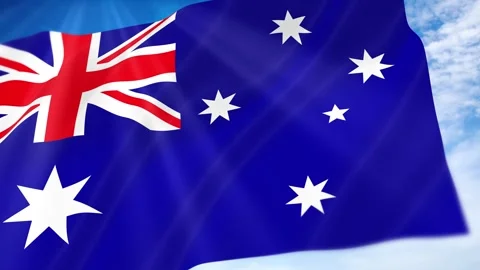 Australia Flag Seamless Loop 4k 60fps on Sky Background Stock Footage 341680863