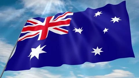 Australia Flag Seamless Loop 4k 60fps on Sky Background Stock Footage 341754473