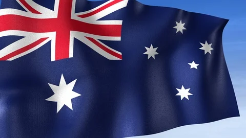 Australia Flag - Set of 3 Angles with Masks [3WaveSeries] Stock Footage 102557823