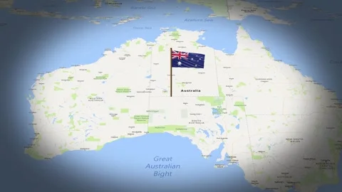 Australia flag showing on world map with 3d rendering Stock Footage 273136894
