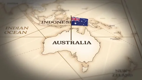 Australia flag showing on world map with 3D rendering Stock Footage 279706117