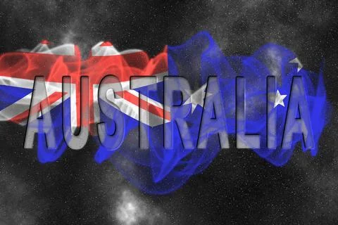 Australia Flag with Starry Background Stock Illustration