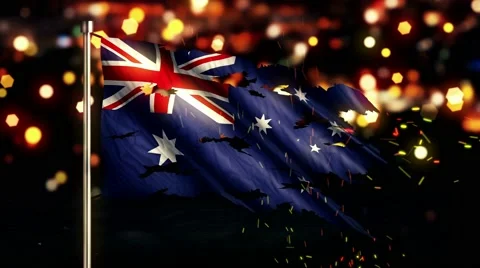 Australia Flag Torn Burned War Freedom Loop Animation - 4K UHD Stock Footage 41617549