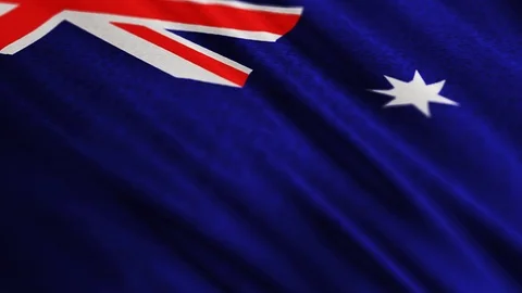 Australia flag is waving 3D animation.  Stock Footage 100319623