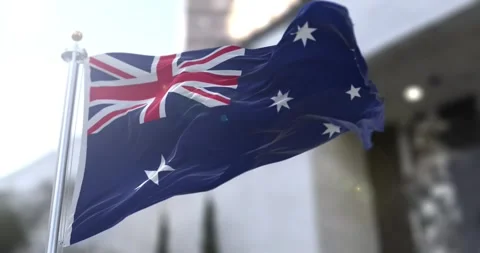 Australia-flag-waving-4k-60fps Stock Footage 330654778