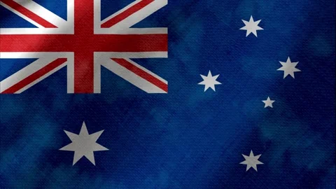 Australia flag waving background with real fabric texture Stockbeeldmateriaal 291600341