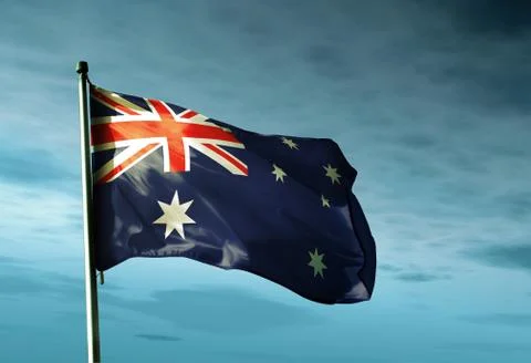 Australia flag waving in the evening Stock Illustration