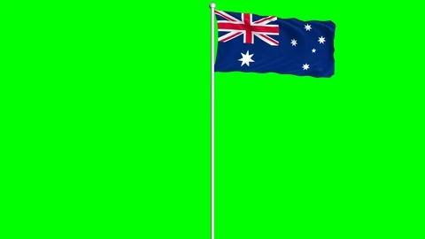 Australia Flag Waving Fluttering on Wind Loopable Green Blue Screen Matte Stock Footage 77583090