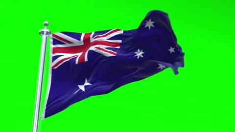 Australia Flag Waving in Loopable and Textured green screen background Video stock 296876439