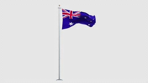 Australia flag waving looping with transparent background. Ready to use drag Vídeo Stock 309974313
