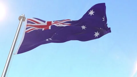 Australia Flag waving in the sky Stock Footage 339295315