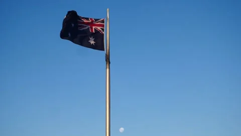 Australia Flag waving in Slow Motion Video stock 159035236