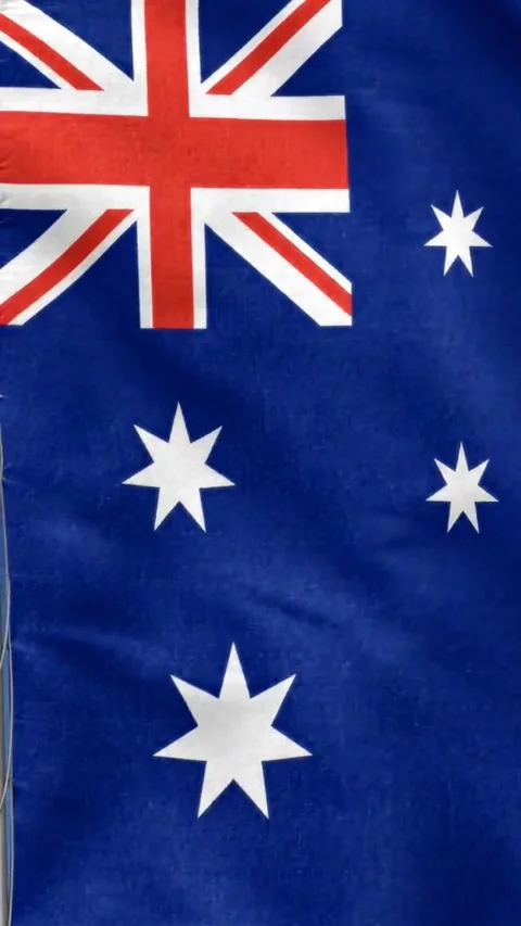 Australia Flag Waving in the Wind Background Stock Footage 341268078