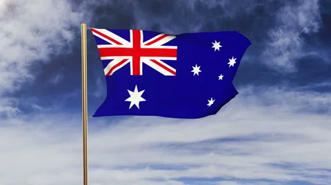 Australia flag waving in the wind. Green screen, alpha matte. Loopable Stock Footage 47589232