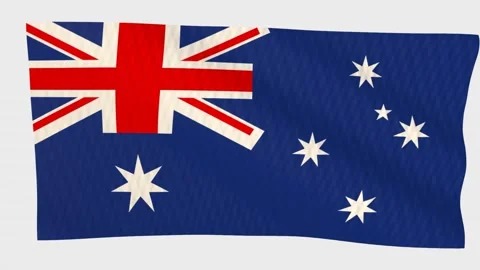 Australia flag waving in the wind on a grey background 스톡 동영상 343214996