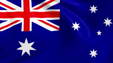 Australia flag waving in the wind with high quality texture in 4K Stock Footage 130376700