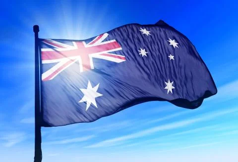 Australia flag waving on the wind Stock Illustration
