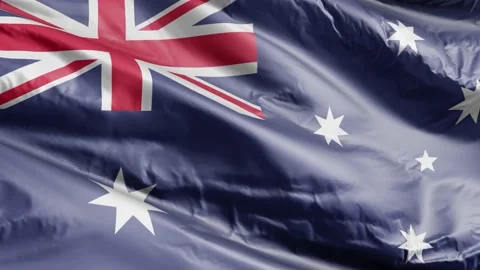 Australia flag waving on the wind loop. Australian banner swaying on the bree Stock Footage 168665374