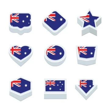 Australia flags icons and button set nine styles Stock Illustration