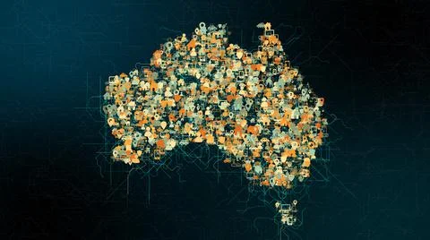 Australia global business cloud computing service of big data technology  Stockillustratie