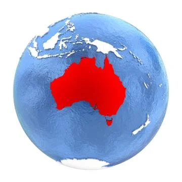 Australia on globe isolated on white Stock Illustration