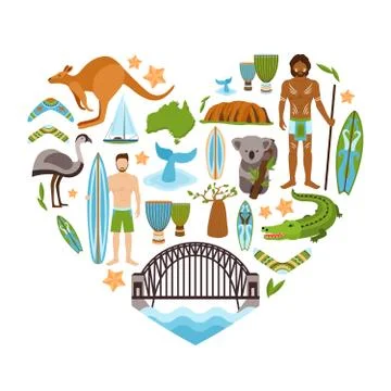 Australia Heart Shape Stock Illustration