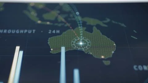 Australia is highlighted by a luminous network node 스톡 사진