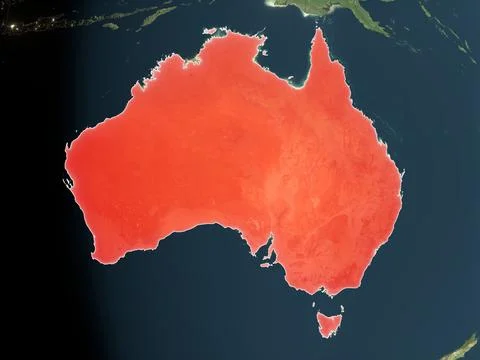 Australia highlighted on realistic map Stock Illustration