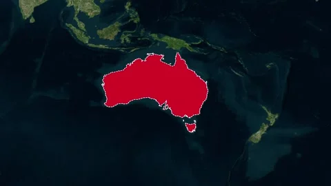 Australia Highlighted Zoomed Geopolitical Map Animation 4K 库存影片 330383345