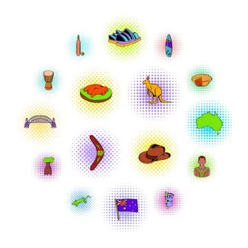 Australia Icons set 库存插图