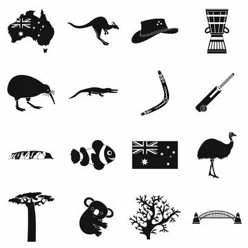 Australia icons simple Stock Illustration