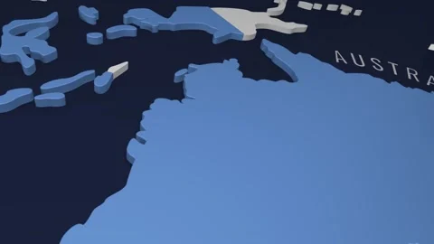 Australia Indonesia map 3D rendered animation Stock Footage 167686741