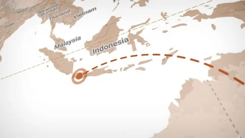 Australia Indonesia Relationship Animated Map Opening Border 動画素材 167687510