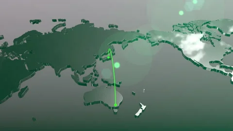 Australia to Japan connection world map animation Video stock 155233622